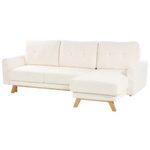 3-Sitzer Ecksofa Bouclé cremeweiss linksseitig mit Schlaffunktion Stauraum SIRO