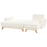 3-Sitzer Ecksofa Bouclé cremeweiss linksseitig mit Schlaffunktion Stauraum SIRO