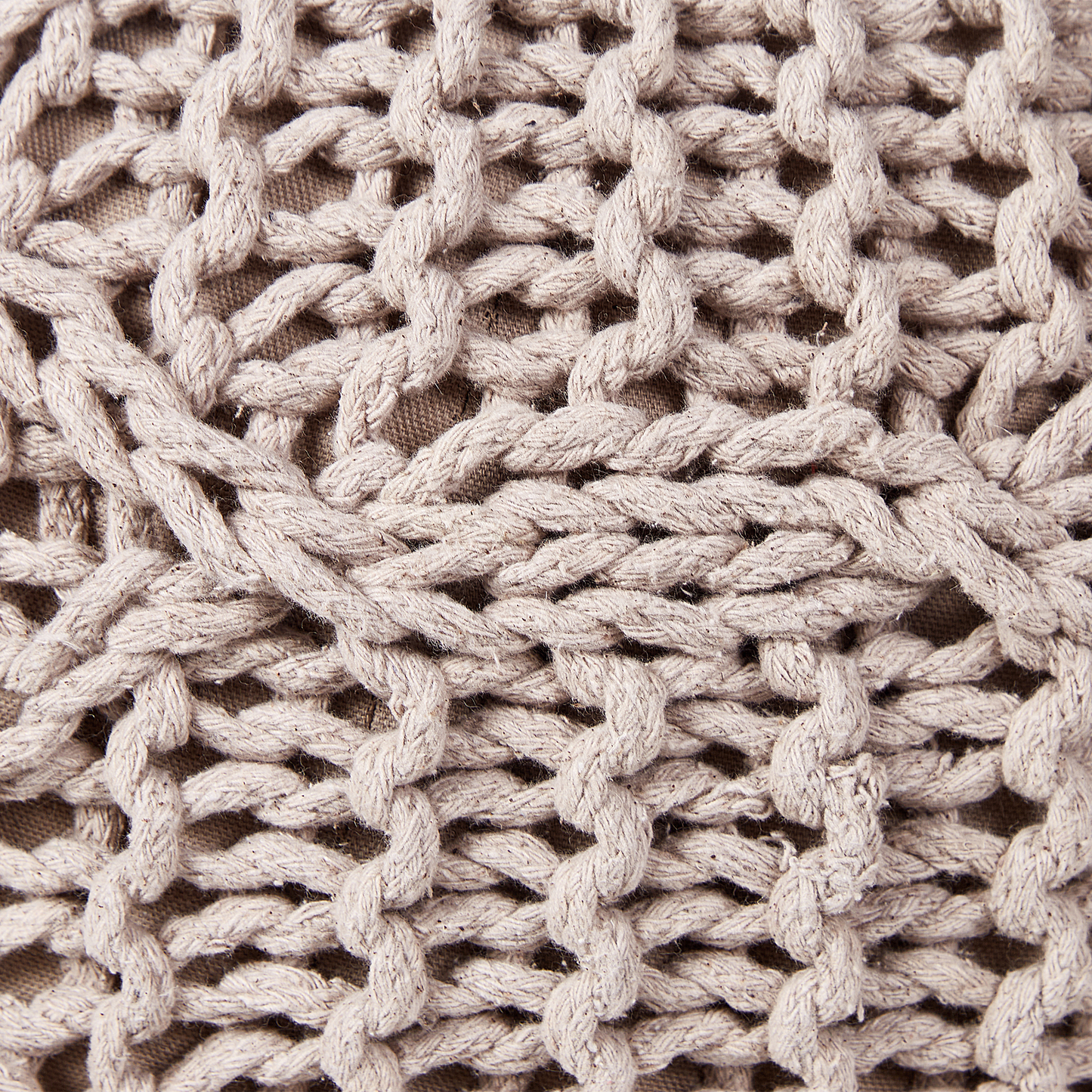 Pouf Makramee Baumwolle taupe ⌀ 50 cm TRIMAN