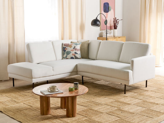 4-Sitzer Ecksofa cremeweiss rechtsseitig BREDA