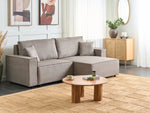 3-Sitzer Ecksofa taupe linksseitig mit Schlaffunktion Stauraum KARILA