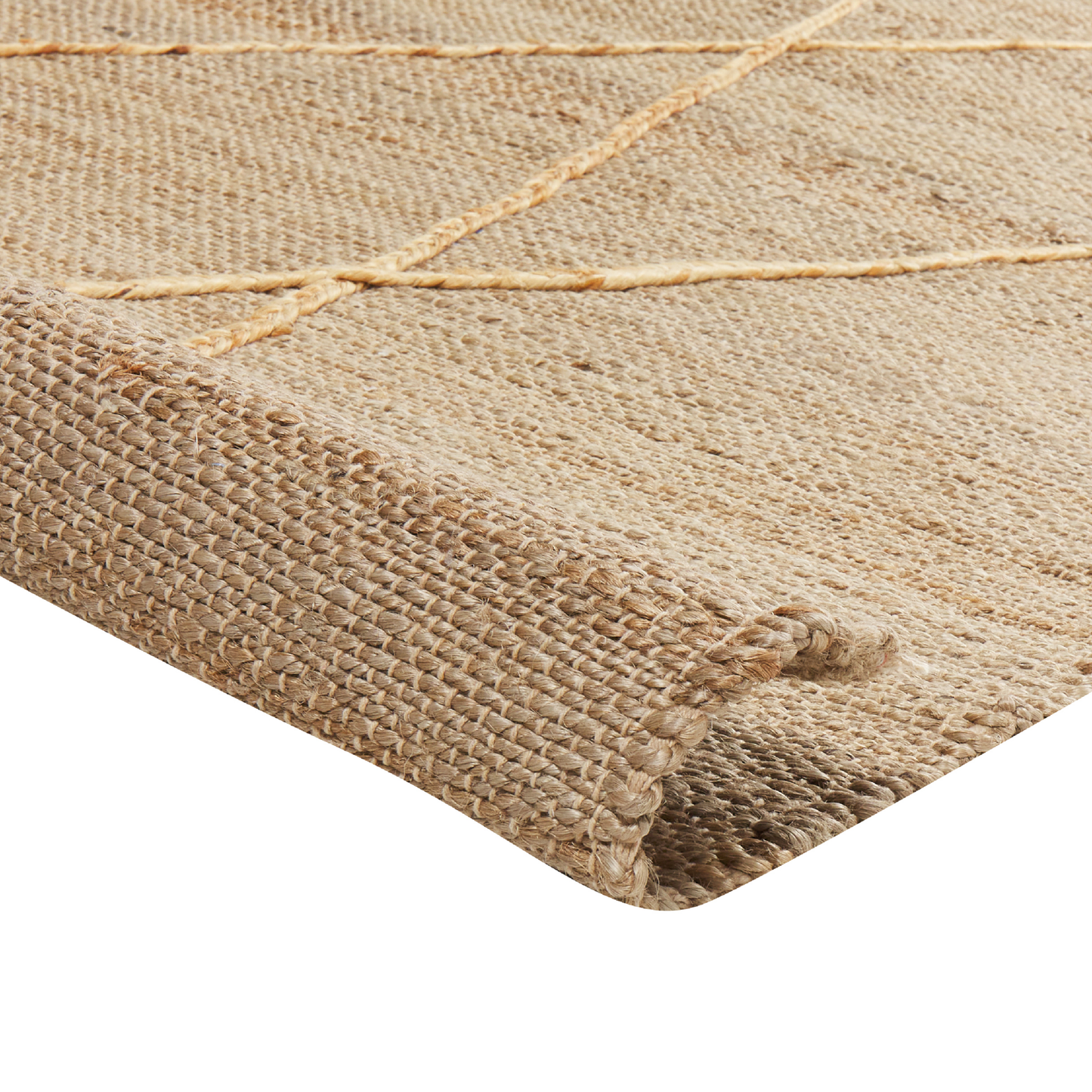 Teppich Jute beige 80 x 300 cm geometrisches Muster Kurzflor YUVACIK