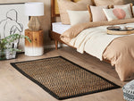 Teppich Jute schwarz / beige 80 x 150 cm kariertes Muster Kurzflor GERCE