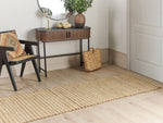 Teppich Jute beige 80 x 300 cm kariertes Muster Kurzflor ARAPTEPE