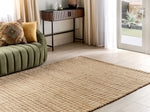 Teppich Jute beige 160 x 230 cm kariertes Muster Kurzflor ARAPTEPE
