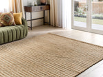Teppich Jute beige 200 x 300 cm kariertes Muster Kurzflor ARAPTEPE