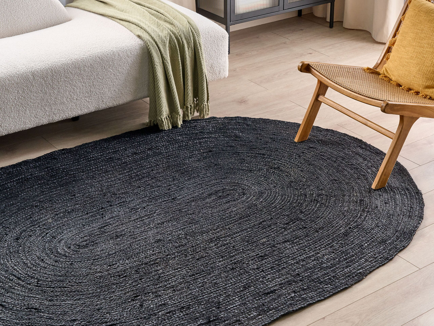 Teppich Jute schwarz 160 x 230 cm Kurzflor DEMIRCI