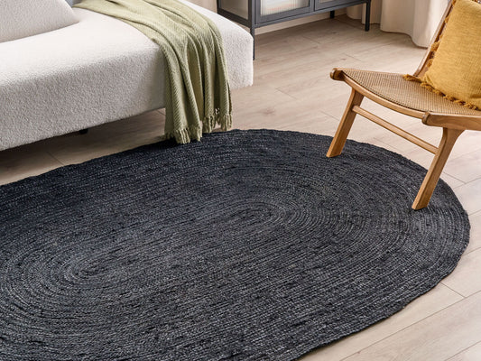 Teppich Jute schwarz 160 x 230 cm Kurzflor DEMIRCI