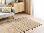 Teppich Jute beige / mehrfarbig 140 x 200 cm mit Quasten Kurzflor RAUTA