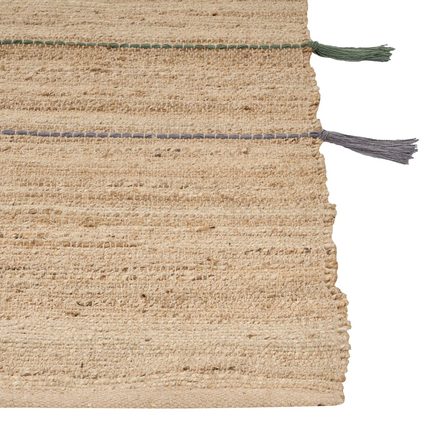 Teppich Jute beige / mehrfarbig 140 x 200 cm mit Quasten Kurzflor RAUTA