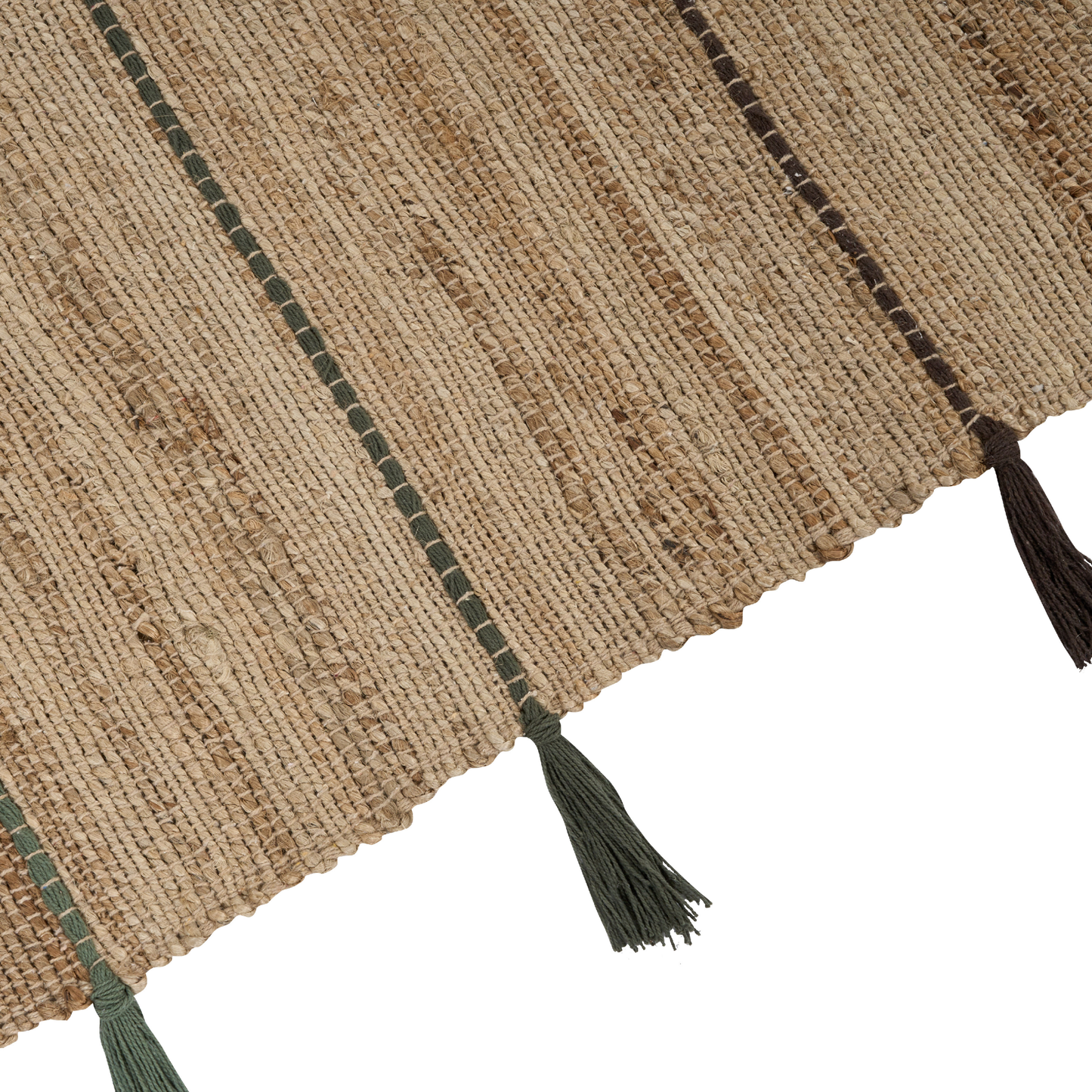 Teppich Jute beige / mehrfarbig 140 x 200 cm mit Quasten Kurzflor RAUTA
