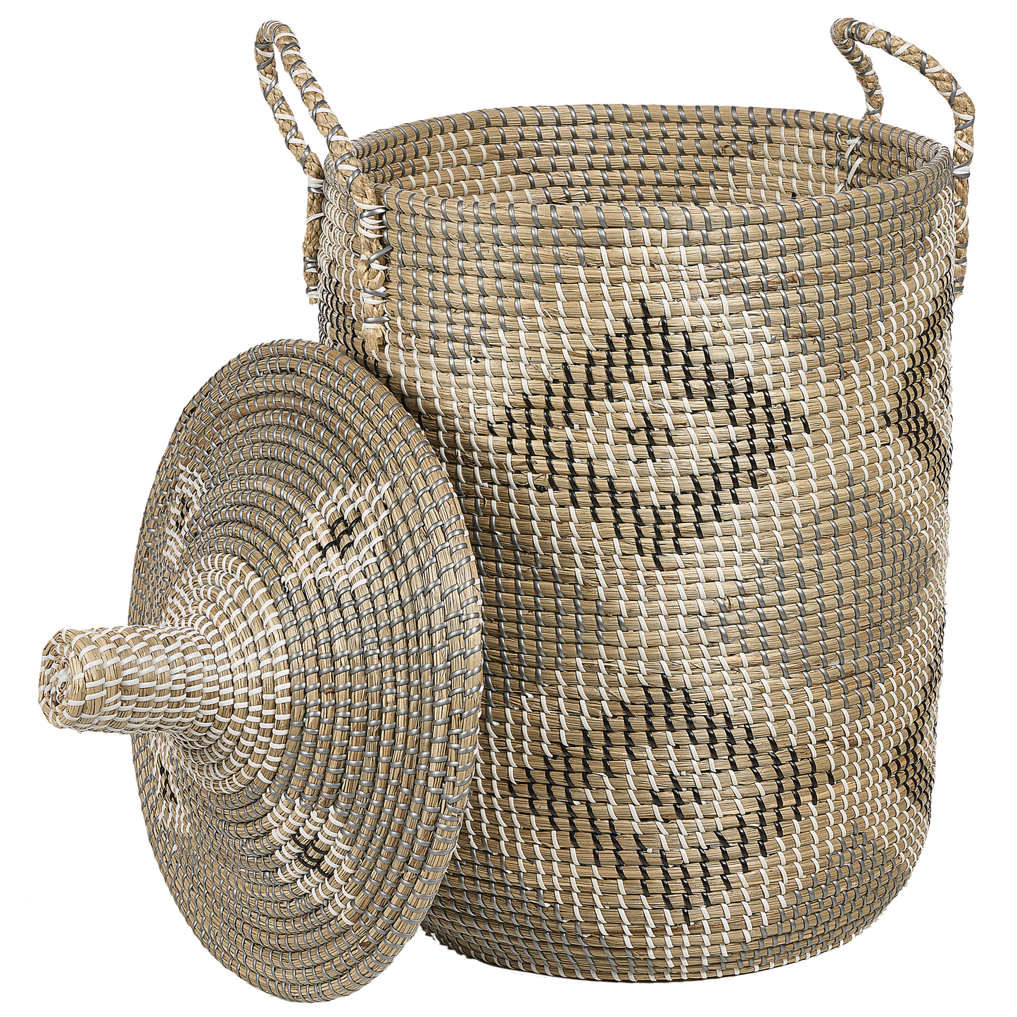 Aufbewahrungskorb mit Deckel Seegras naturfarben 65 cm CAMRANH