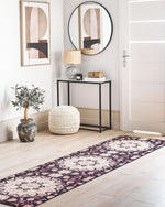 Teppich schwarz / beige 80 x 300 cm orientalisches Muster Kurzflor ARITAS