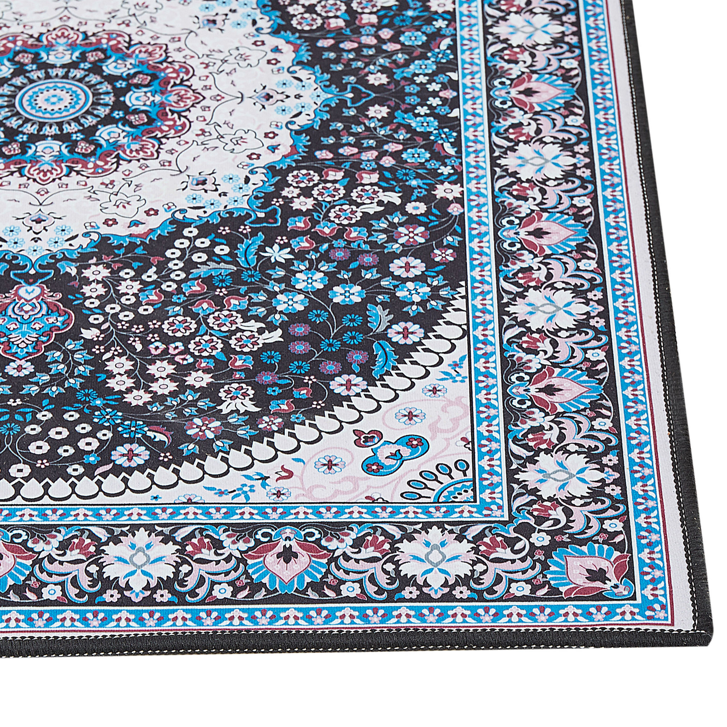Teppich blau / schwarz 80 x 240 cm orientalisches Muster Kurzflor GEDIZ