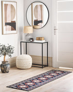 Teppich dunkelblau / dunkelrot 60 x 200 cm orientalisches Muster Kurzflor KANGAL