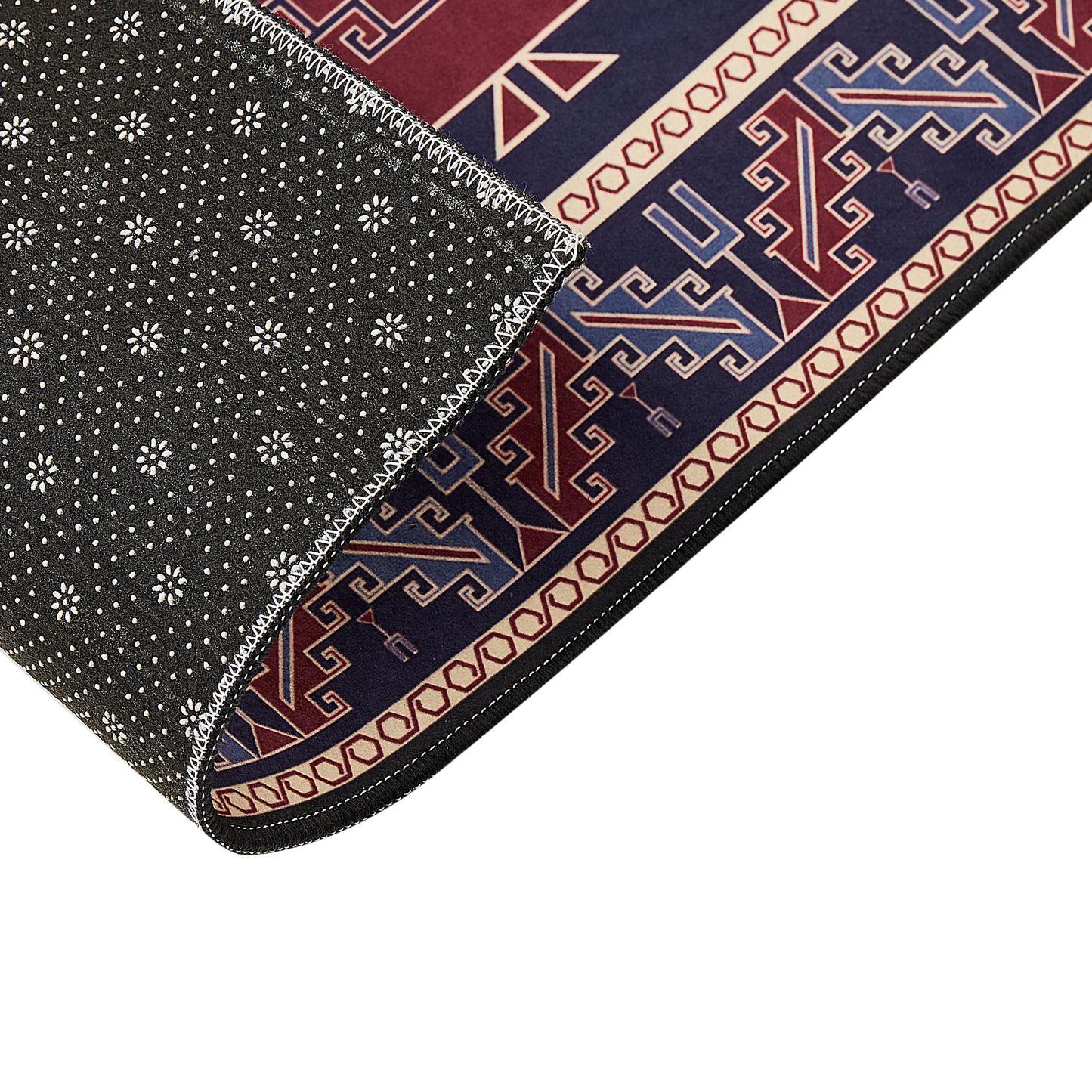 Teppich dunkelblau / dunkelrot 60 x 200 cm orientalisches Muster Kurzflor KANGAL