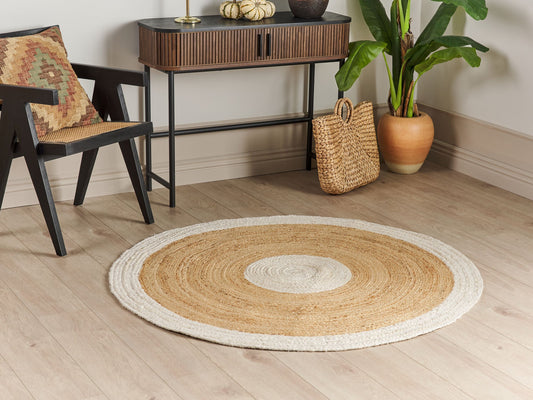 Teppich Jute beige / cremeweiss ø 140 cm Kurzflor YAYALAR