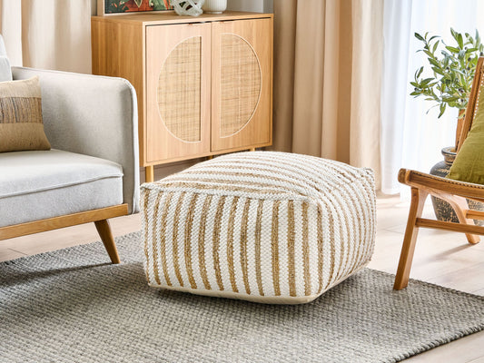 Pouf Jute beige / weiss 60 x 60 x 30 cm ALMATTI