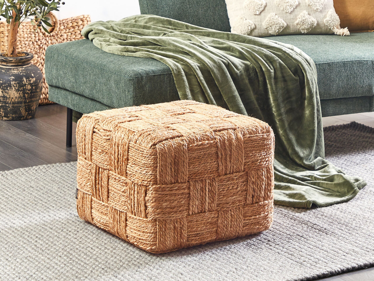 Pouf Jute beige 50 x 50 x 35 cm HOSRI