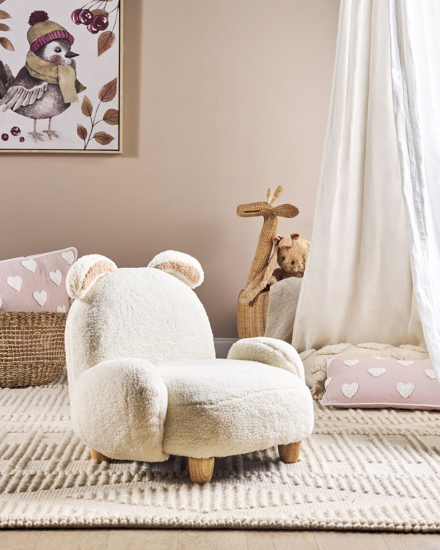 Kindersessel Teddy-Optik cremeweiss Tierform Hase KANNA