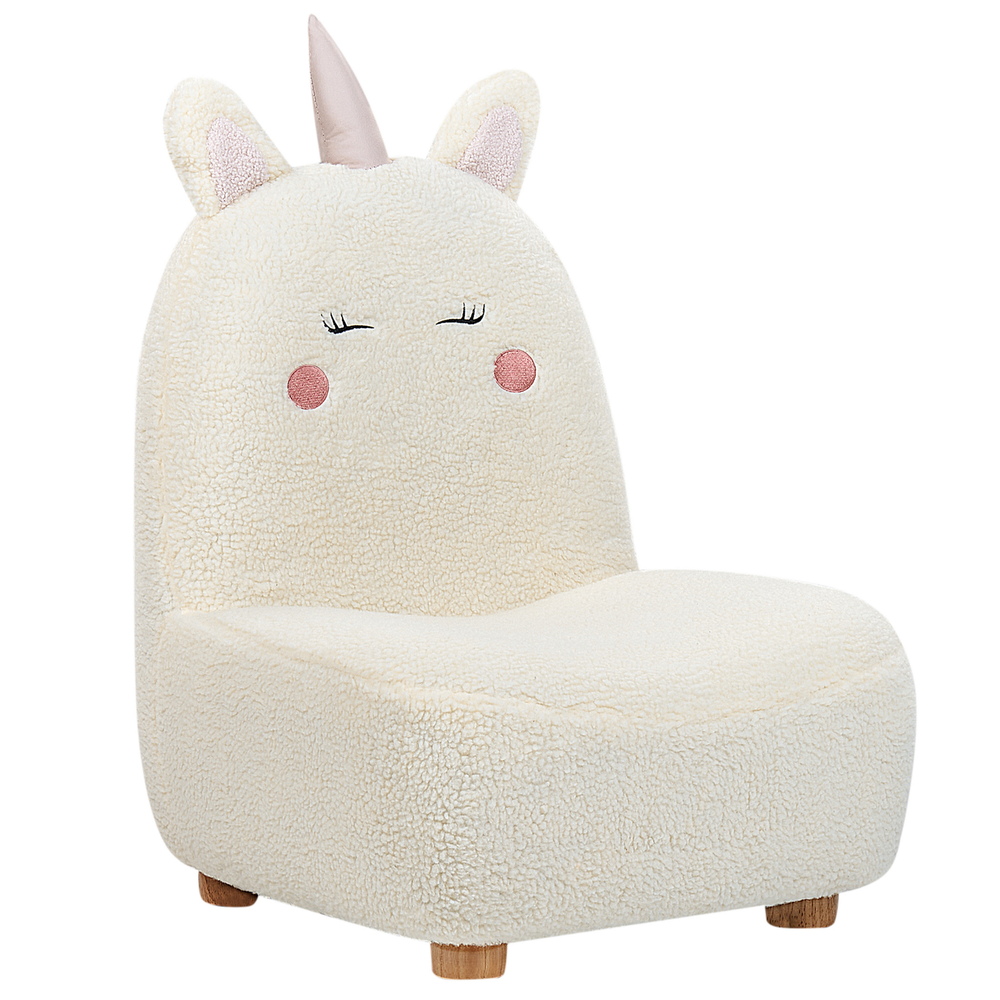 Kindersessel Teddy-Optik cremeweiss Tierform Einhorn LULEA