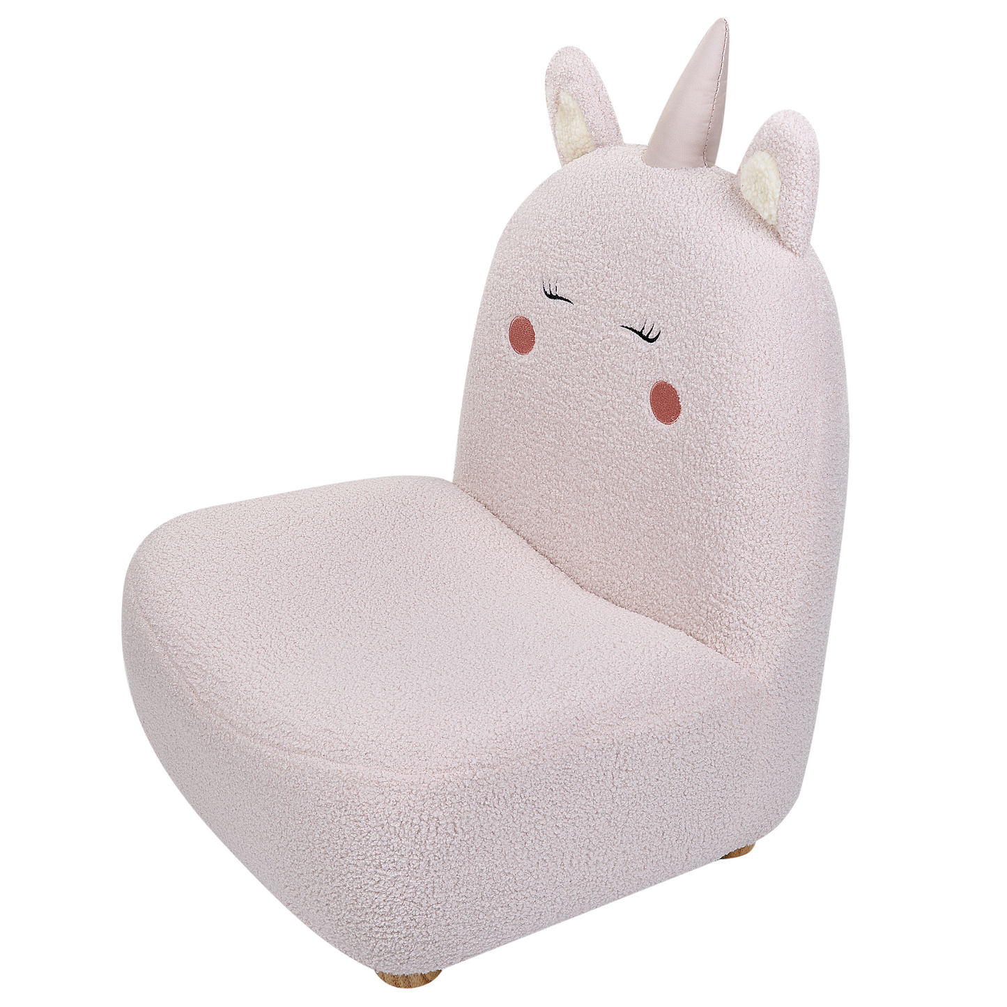 Kindersessel Teddy-Optik pastellrosa Tierform Einhorn LULEA