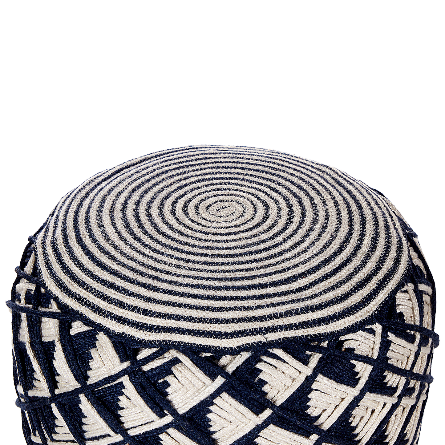 Outdoor Pouf marineblau / beige ⌀ 50 cm  rund KAWAN