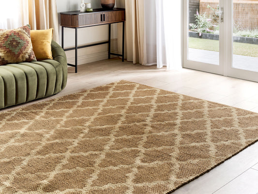 Teppich Jute beige 200 x 300 cm marokkanisches Muster Kurzflor MERMER