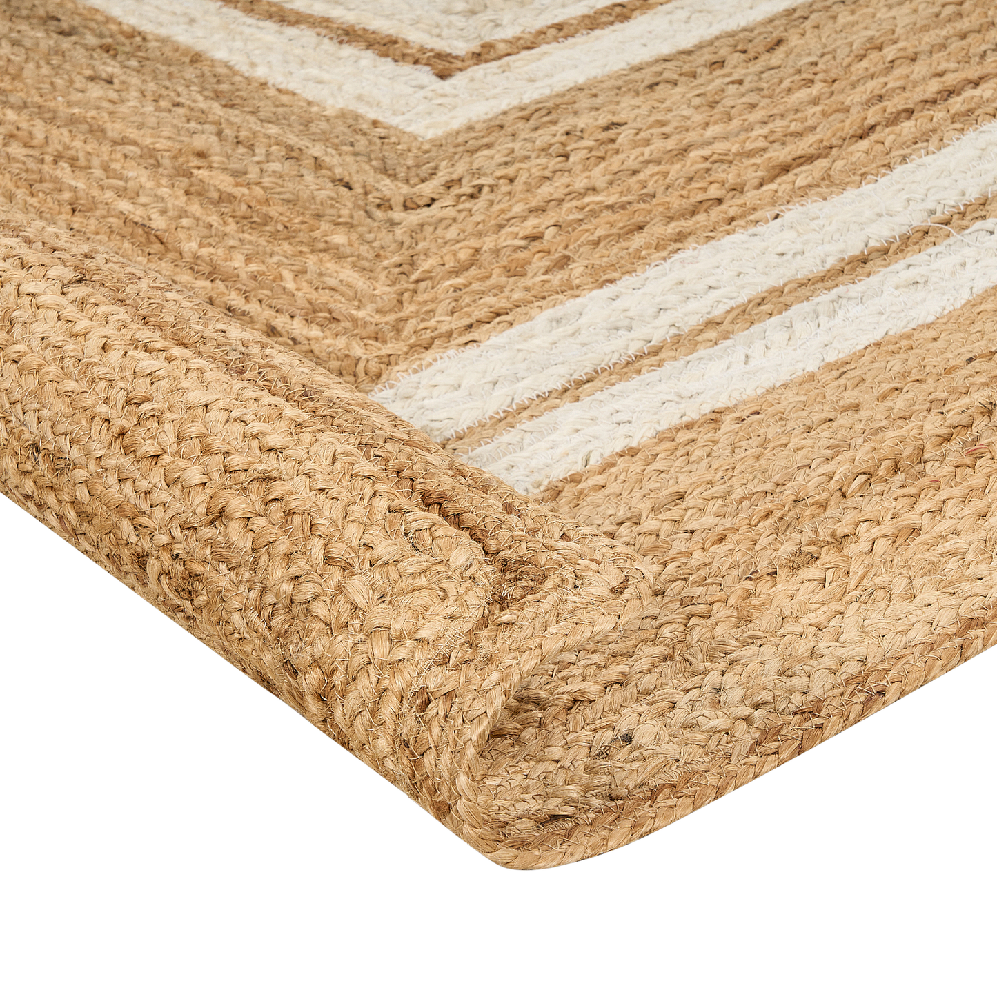 Teppich Jute beige 200 x 300 cm geometrisches Muster Kurzflor ELMALI