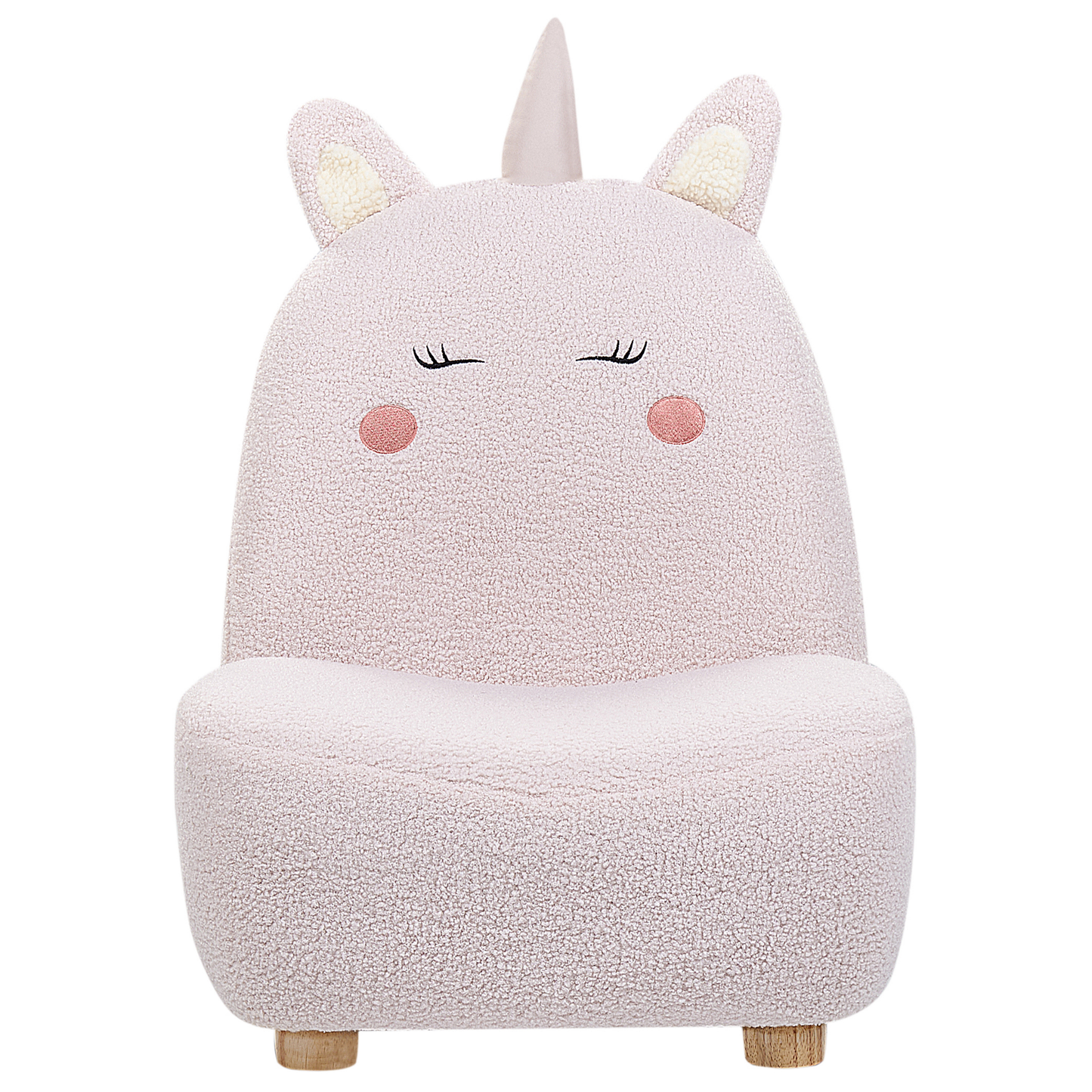 Kindersessel Teddy-Optik pastellrosa Tierform Einhorn LULEA