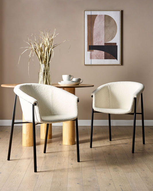 Esszimmerstuhl 2er Set AMES Bouclé Cremeweiss