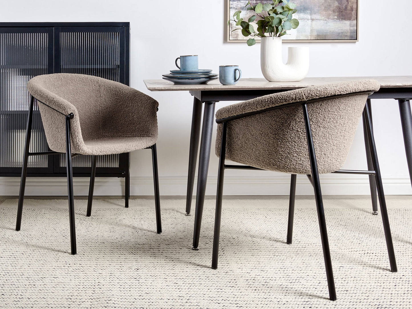 Esszimmerstuhl 2er Set AMES Bouclé Taupe