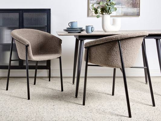 Esszimmerstuhl 2er Set AMES Bouclé Taupe