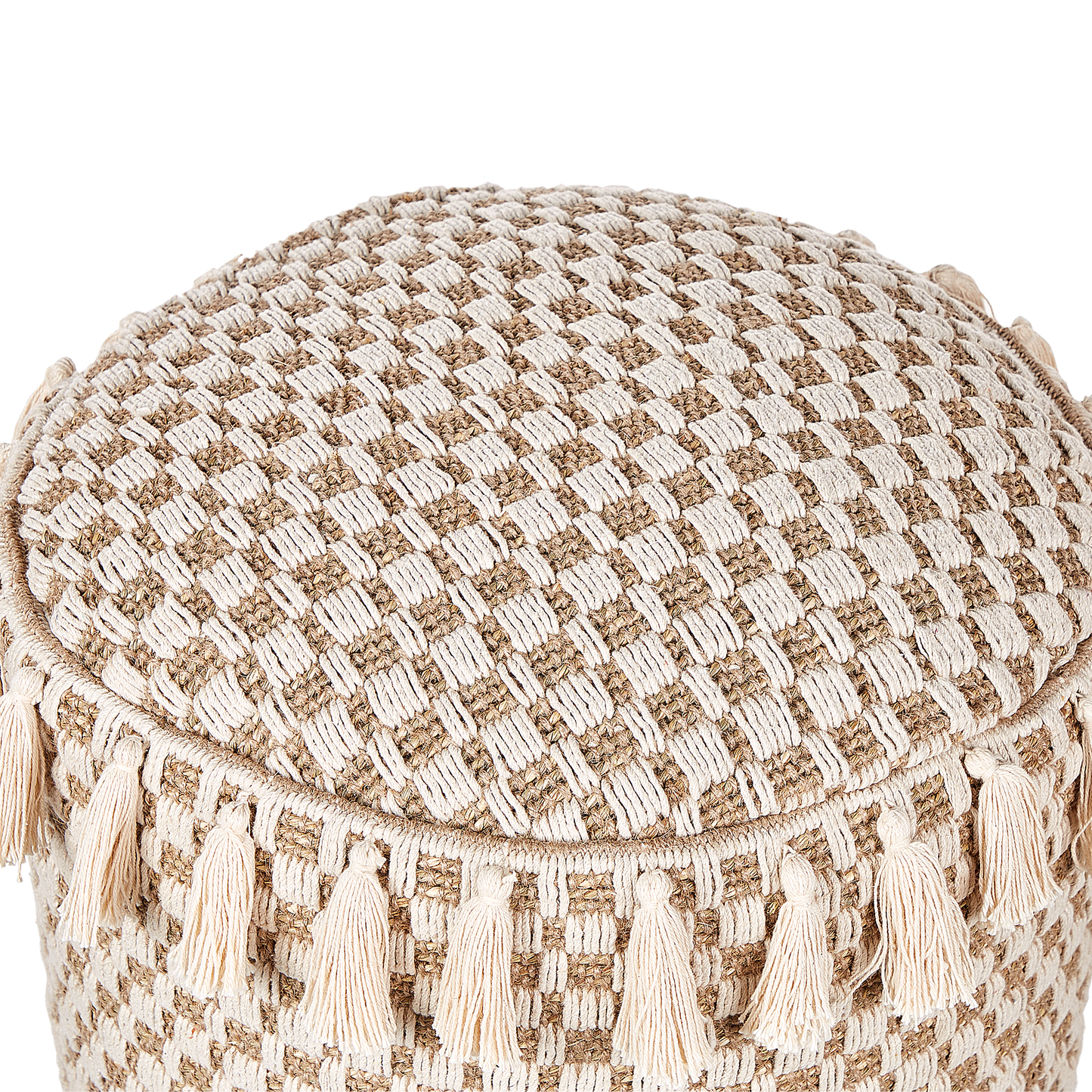 Pouf Baumwolle beige / creme ⌀ 50 cm PIRAK