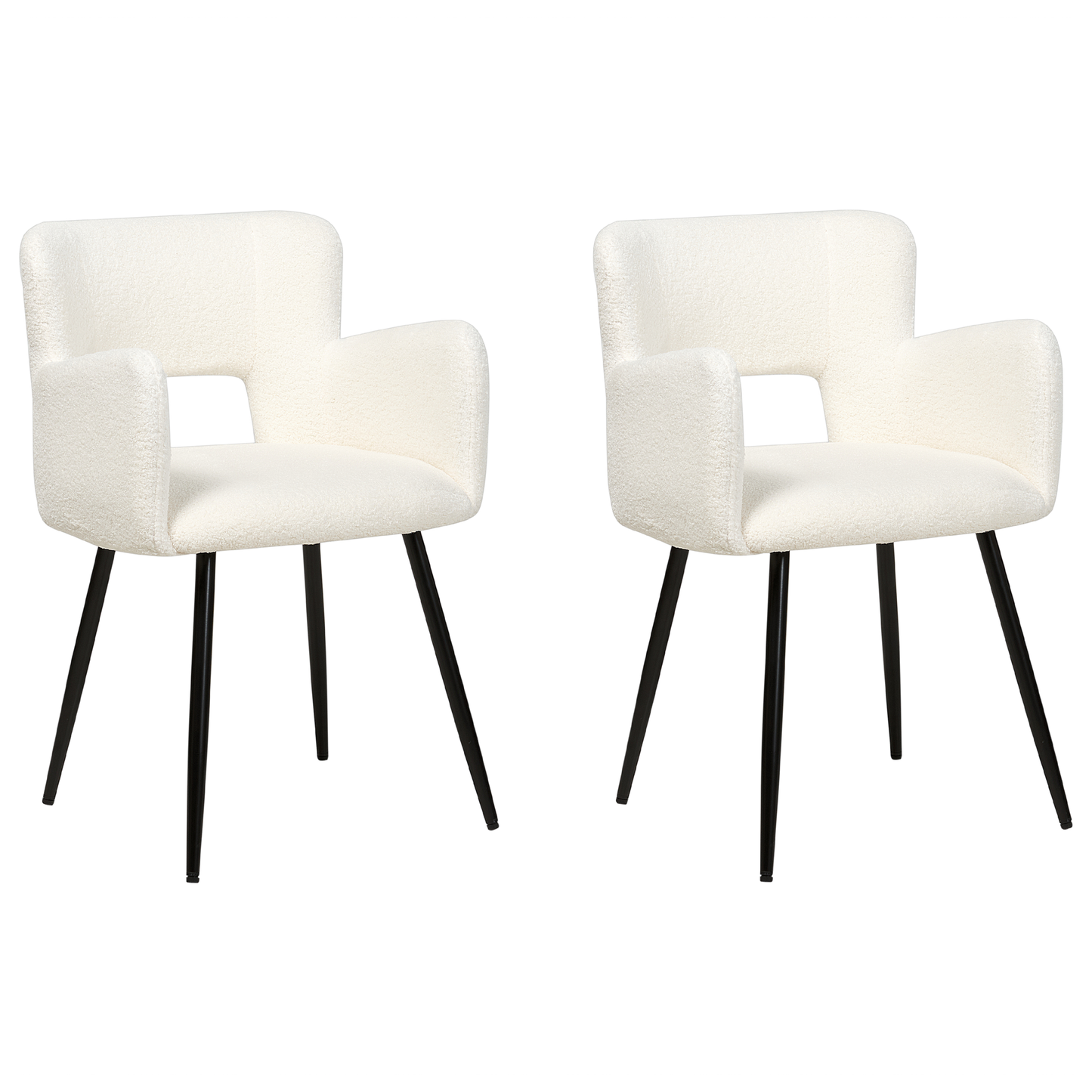 Esszimmerstuhl 2er Set SANILAC Bouclé Weiss