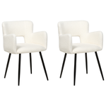 Esszimmerstuhl 2er Set SANILAC Bouclé Weiss