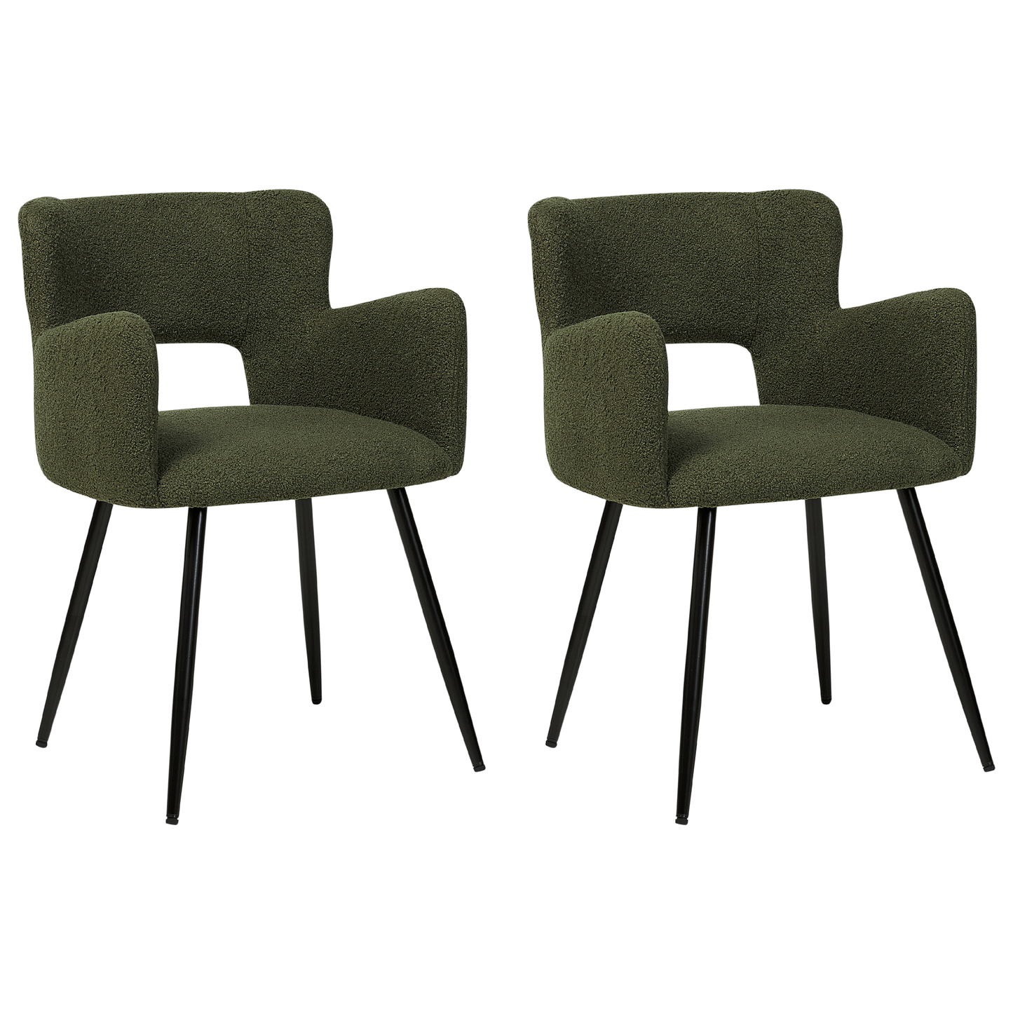 Esszimmerstuhl 2er Set Bouclé Dunkelgrün SANILAC