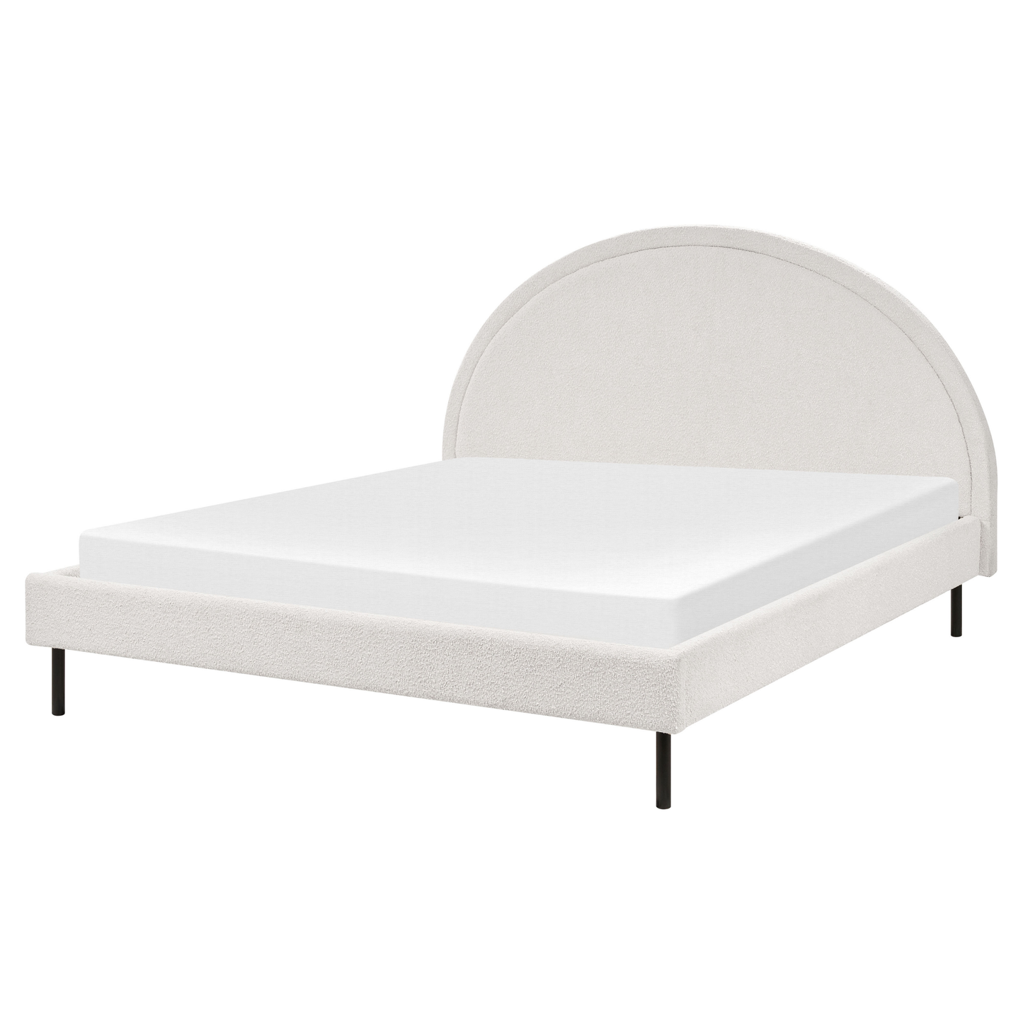 Bett mit Lattenrost Bouclé MARGUT 160 x 200 cm Weiss