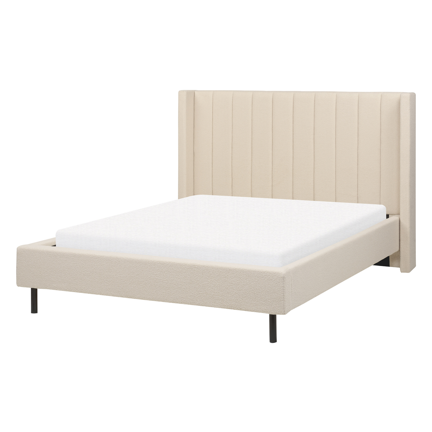 Bett mit Lattenrost Bouclé VILLETTE 140 x 200 cm Beige