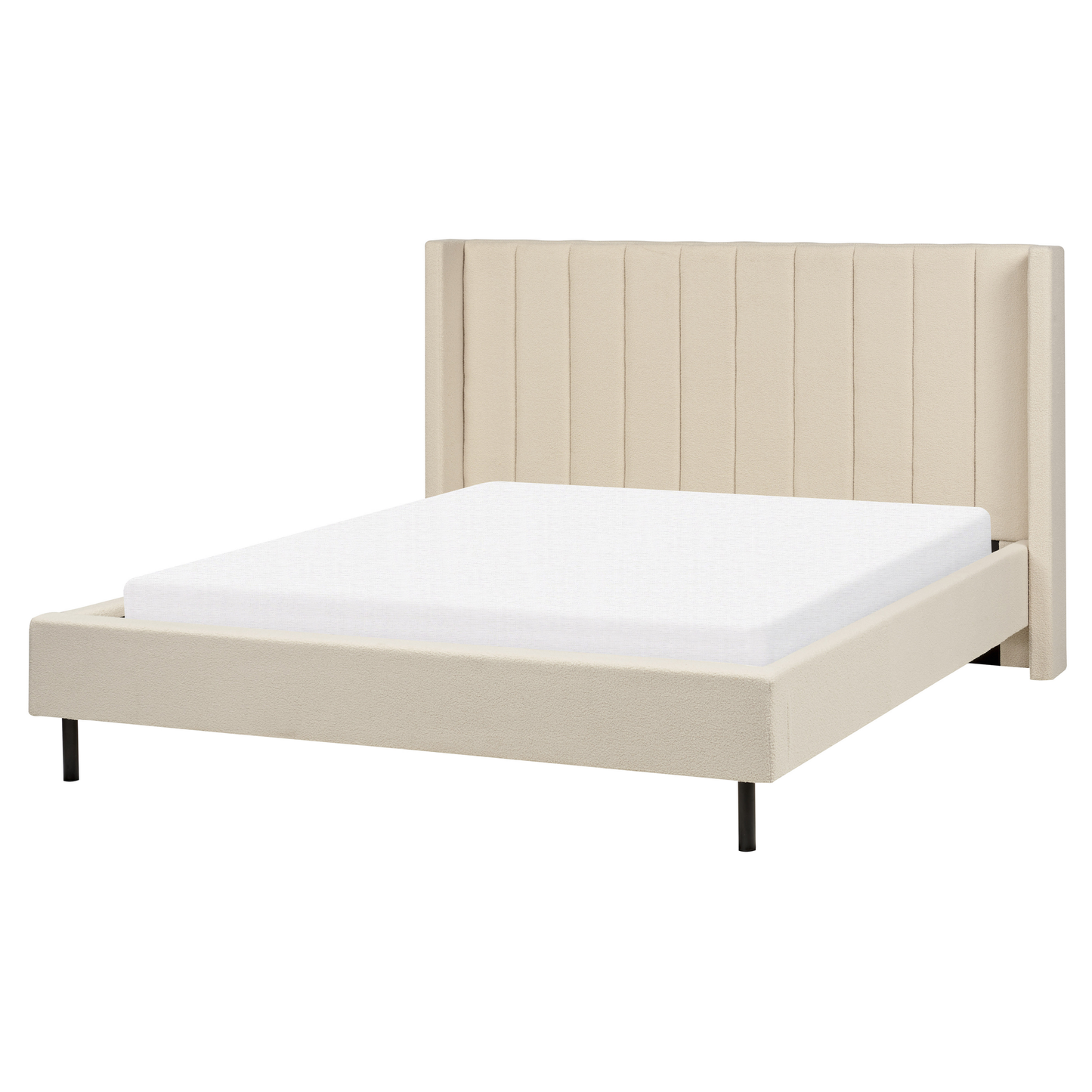 Bett mit Lattenrost Bouclé VILLETTE 160 x 200 cm Beige