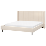 Bett mit Lattenrost Bouclé VILLETTE 180 x 200 cm Beige