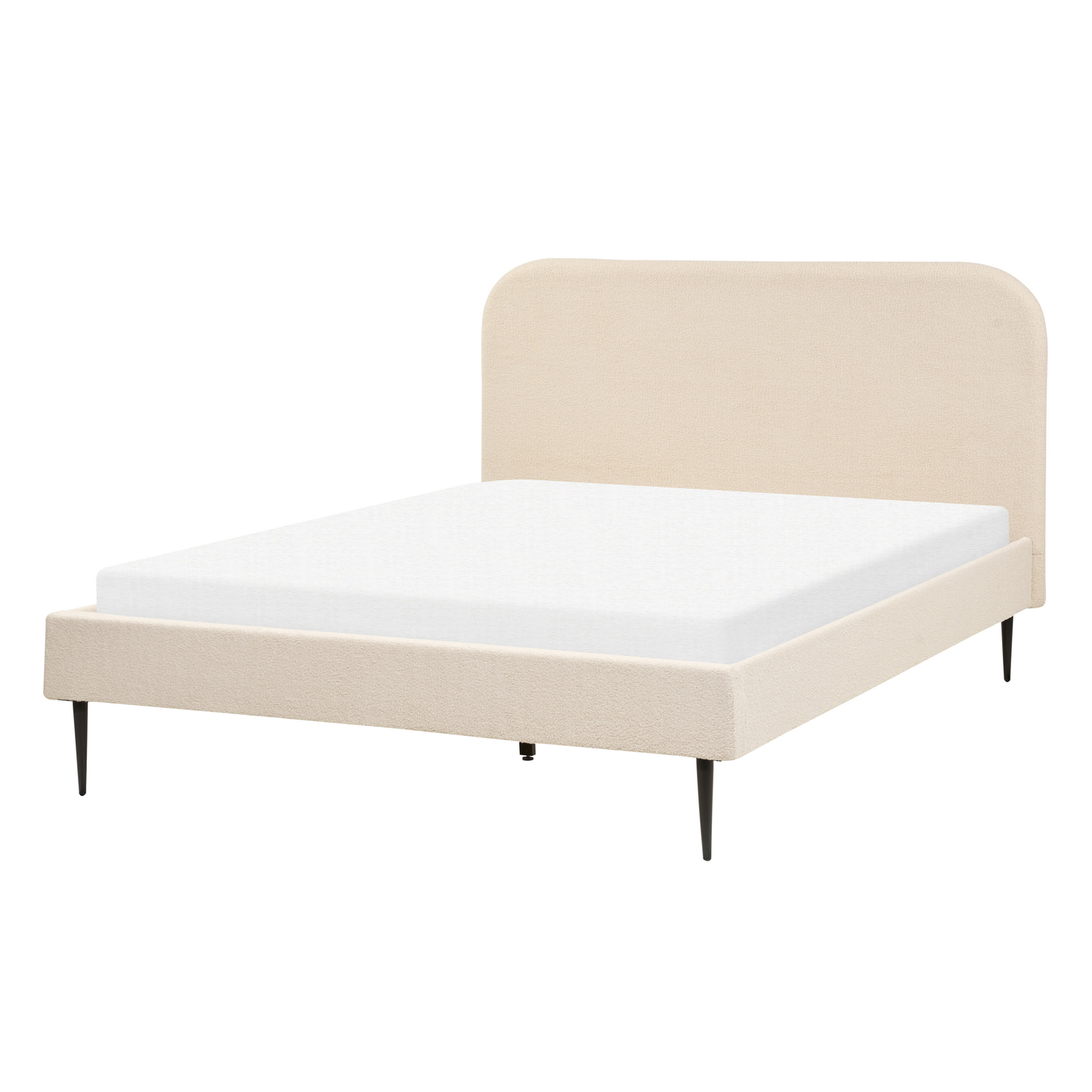 Bett mit Lattenrost Bouclé FLAYAT 140 x 200 cm Hellbeige