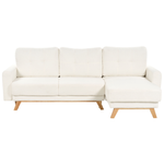 3-Sitzer Ecksofa Bouclé cremeweiss linksseitig mit Schlaffunktion Stauraum SIRO
