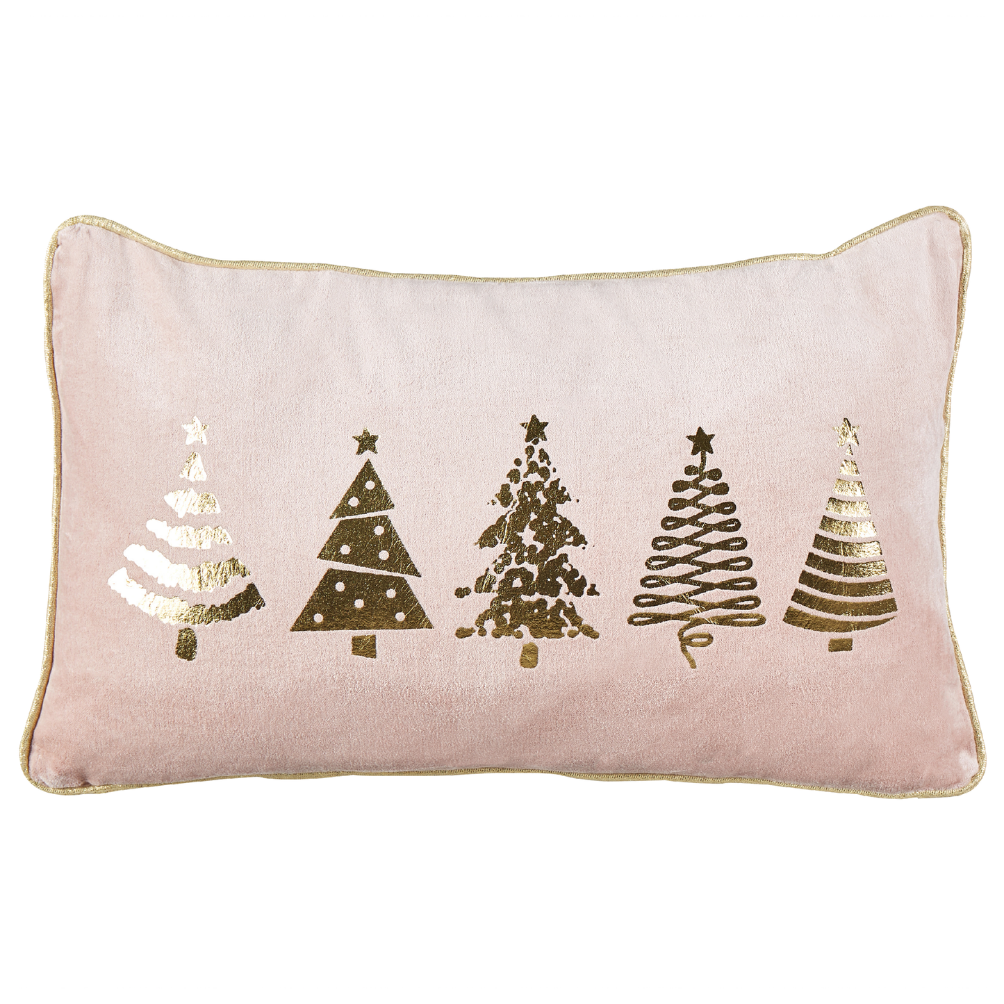 Dekokissen 2er Set ALSOBIA Samtstoff 30 x 50 cm Rosa Weihnachtsmotiv