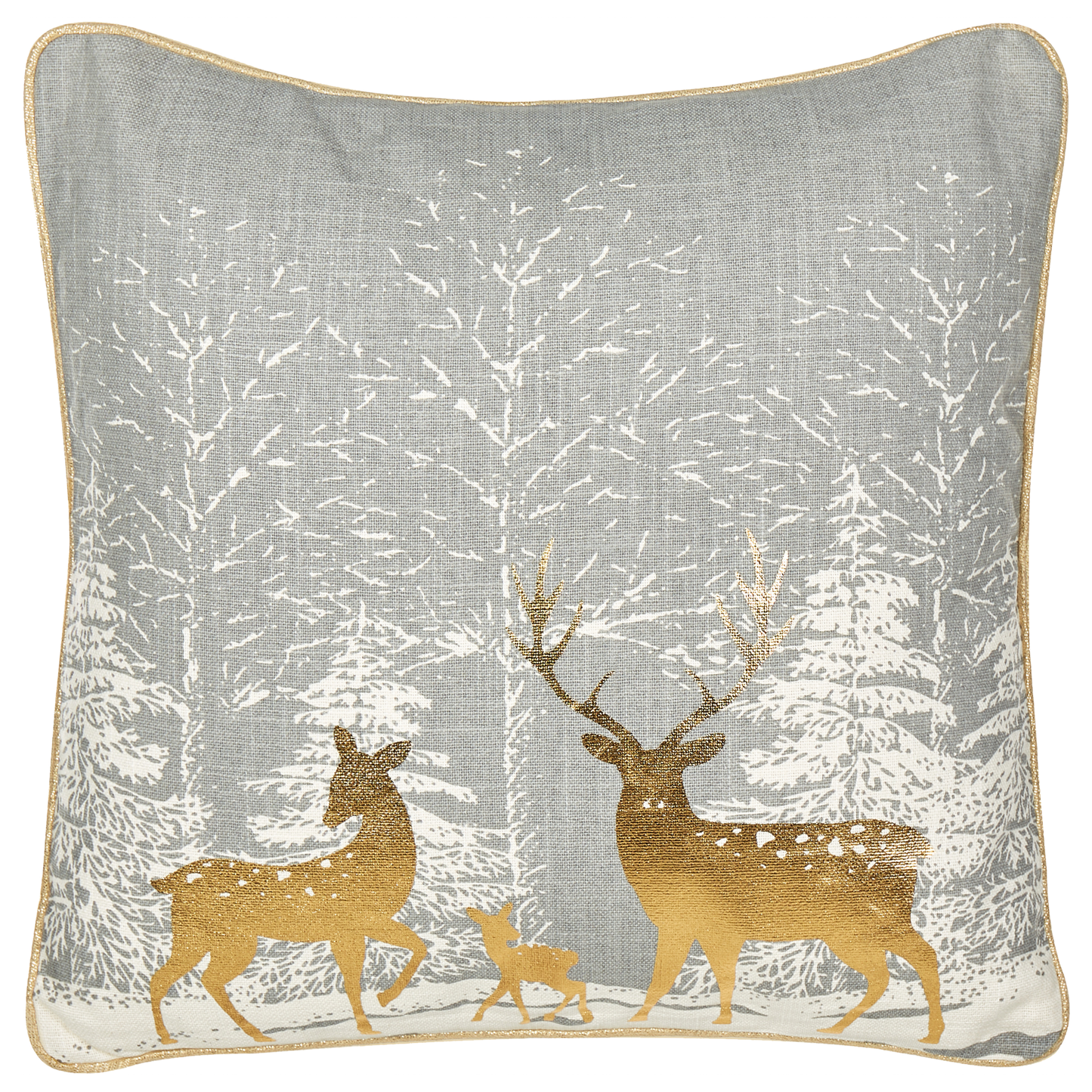 Dekokissen 2er Set AECHMEA Baumwolle 45 x 45 cm Grau Weihnachtsmotiv