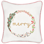 Dekokissen 2er Set EUCHARIS Samtstoff 45 x 45 cm Weiss Weihnachtsmotiv