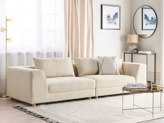 3-Sitzer Sofa sandbeige mit Kissen LERMON