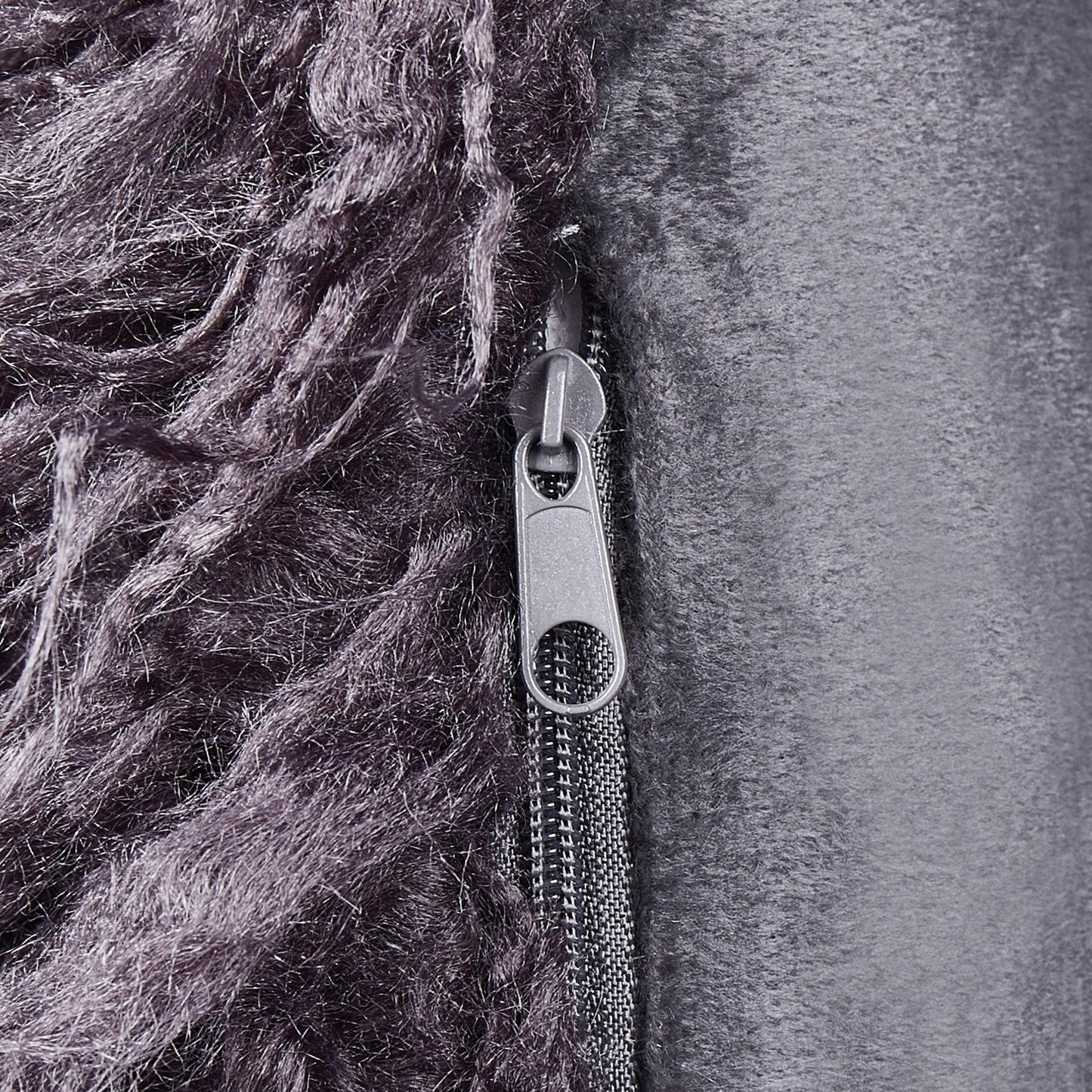 Dekokissen 2er Set COROKIA Webpelz 45 x 45 cm Dunkelgrau Ohne Muster