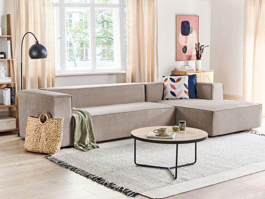 3-Sitzer Ecksofa Samtstoff taupe linksseitig VERNON