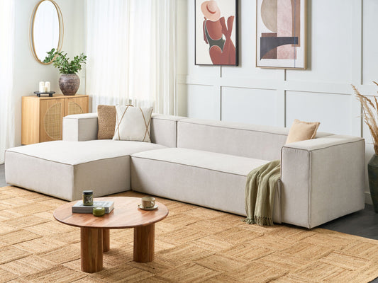 3-Sitzer Ecksofa hellbeige rechtsseitig VERNON